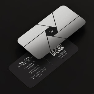 Cartão De Visita Fotógrafo Shutter Lente Prata Negra Elegante