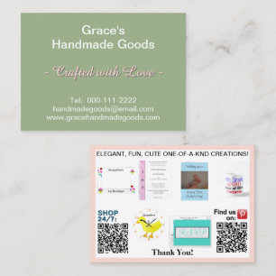 Cartão De Visita Fotos comerciais rosa Sage Códigos QR 3.5 x 2.5