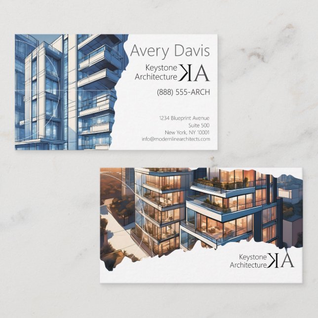 Cartão De Visita Fotos de Edifícios Personalizados de Arquiteto Mod (Frente/Verso)