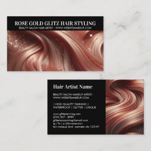 Cartão De Visita Fotos de Estilista de Cabelo com Glitter Rosa Glam