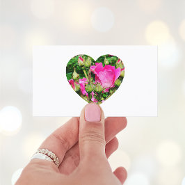 Cartão De Visita Fotos de flores de rosa rosa em forma de coração