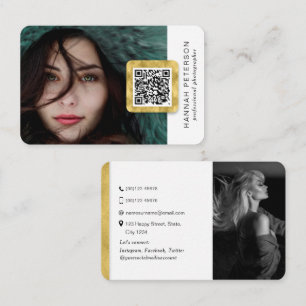 Cartão De Visita Fotos de rede na moda ouro modernas do código QR 