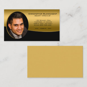 Cartão De Visita Fotos profissionais substituíveis Preto e Dourado
