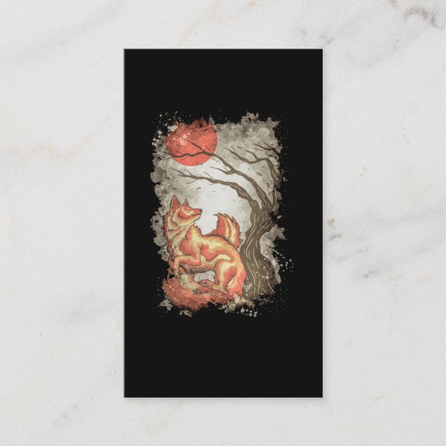 Cartão De Visita Fox Linda Árvore Animal Moon Nature Lover (Frente)