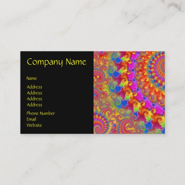 Cartão De Visita Fractal louco cor-de-rosa (Frente)