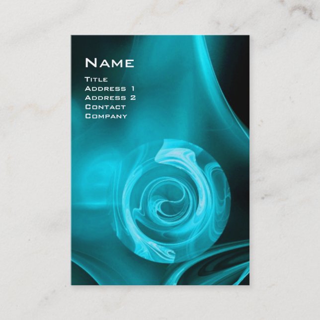 Cartão De Visita FRACTAL ROSA 4 MONOGRAM branco azul brilhante (Frente)