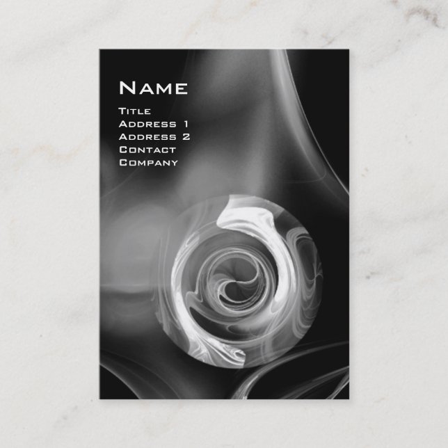 Cartão De Visita FRACTAL ROSA 4 MONOGRAM cinza branca preta (Frente)