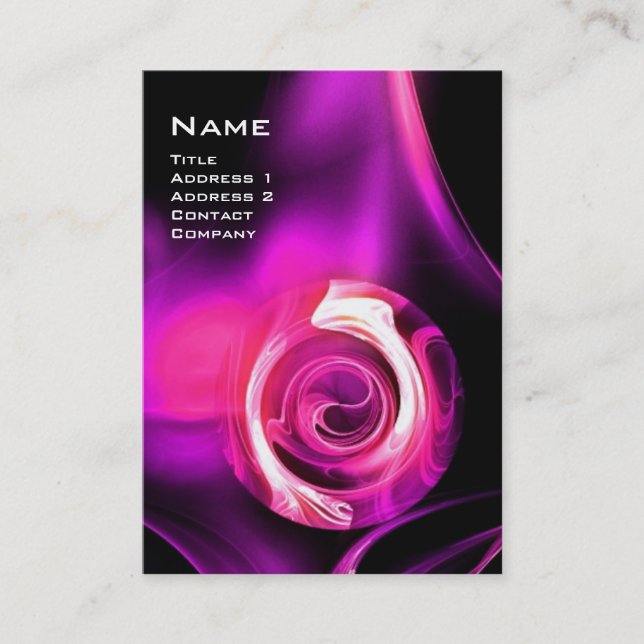 Cartão De Visita FRACTAL ROSA 4 MONOGRAM - cor-de-rosa púrpura pret (Frente)