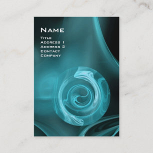 Cartão De Visita FRACTAL ROSA 4 MONOGRAM preto branco antigo e azul