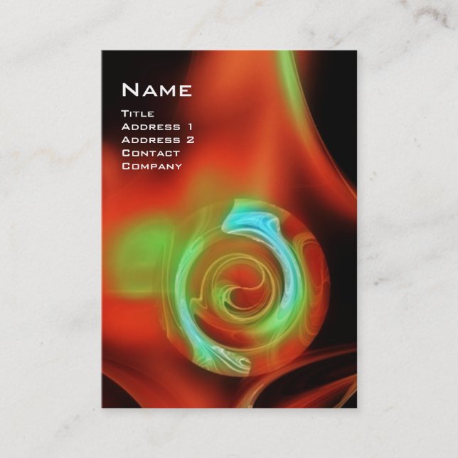 Cartão De Visita FRACTAL ROSA 4 MONOGRAM verde-claro (Frente)