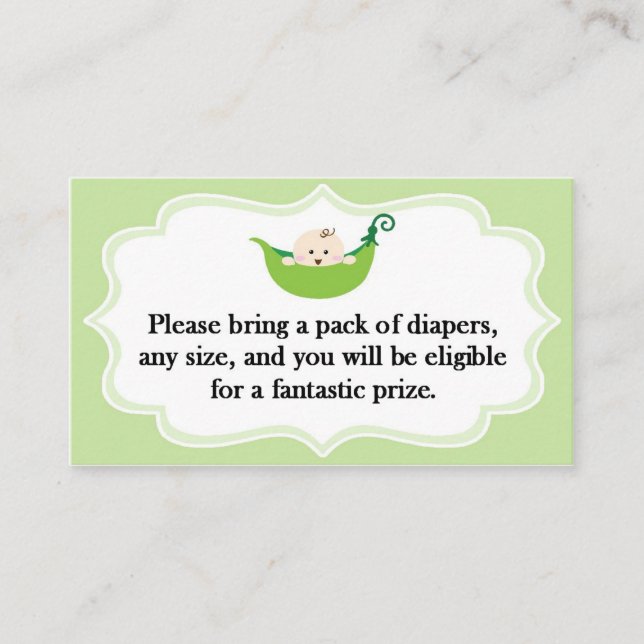 Cartão De Visita Fralda Raffle Sweet Pea Chá de fraldas (Frente)