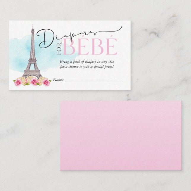 Cartão De Visita Fraldas para a Fralda Bébé Raffle Insert (Frente/Verso)