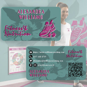 Cartão De Visita Framboesa Azul Flourished Fitness & Nutrição