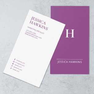 Cartão De Visita Framboesa Trendy Modern Monograma Social Media