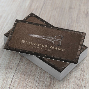 Cartão De Visita Frame de metal enferrujado com tesoura de salão de