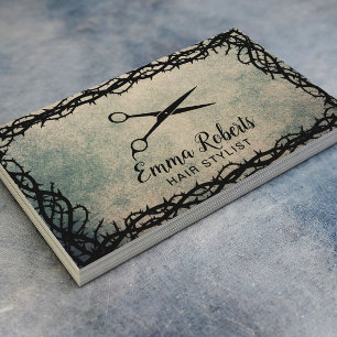 Cartão De Visita Frame de Tesoura Preta da Estilhação do Cabelo