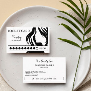 Cartão De Visita Franco de fidelidade do salão de beleza branca e n