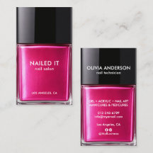 Frasco de Esmalte Rosa Moderno Chic para Salão de 