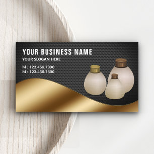 Cartão De Visita Frasco de perfume de óleo aromático dourado metáli