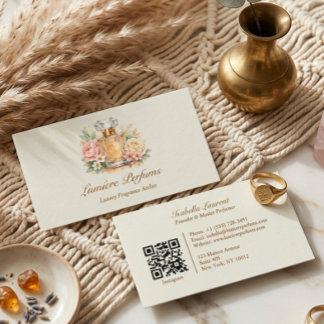 Cartão De Visita Frasco de Perfume Floral em Aquarela Elegante Frag