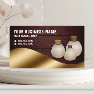 Cartão De Visita Frasco de Perfume Óleo Aromático Dourado Metálico