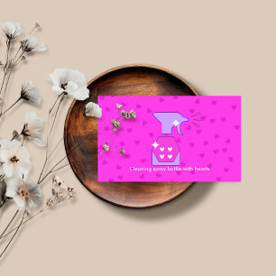 Cartão De Visita Frasco de spray Pink Heart limpeza lavagem