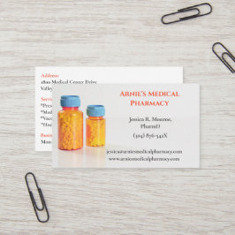 Cartão De Visita Frascos de Laranja Brancos RX Pílulas Farmacêutica