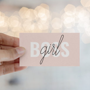 Cartão De Visita Frase do Chefe da Garota Rosa do Pastel Moderno