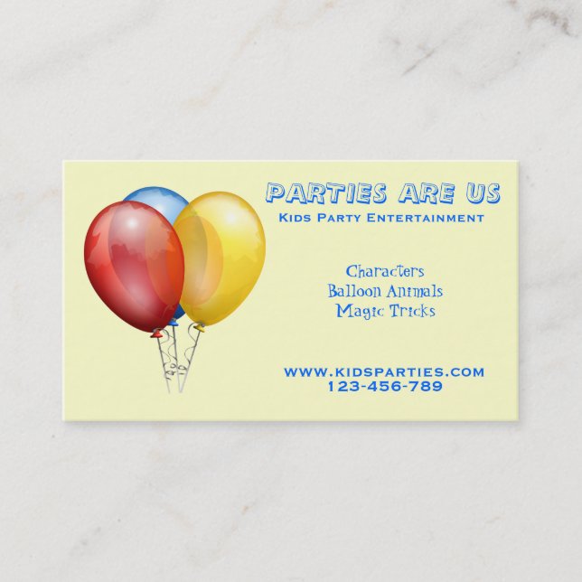 Cartão De Visita freelance de entretenimento do planejador de festa (Frente)