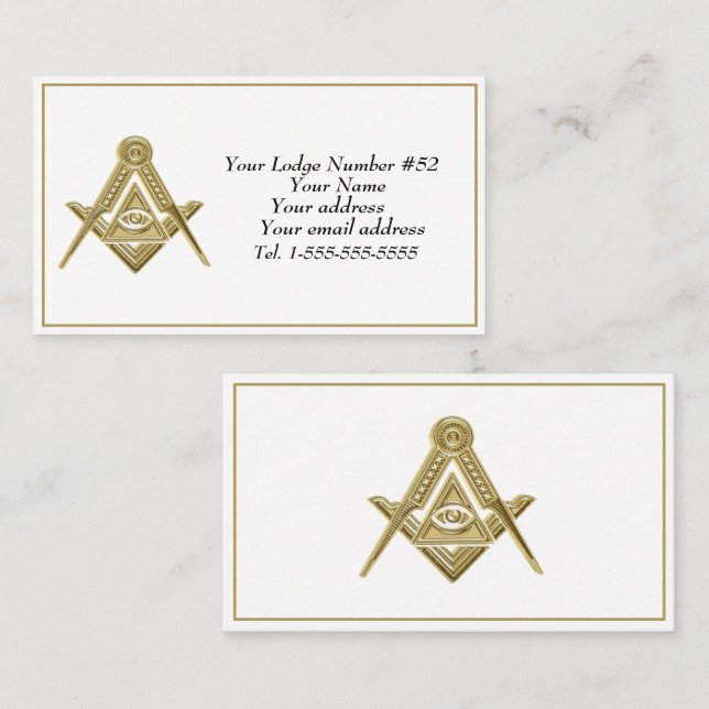 Cartão De Visita Freemason Freemasonry Símbolo Masonic Black (Frente/Verso)