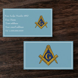 Cartão De Visita Freemason Freemasonry Símbolo Masonic Blue