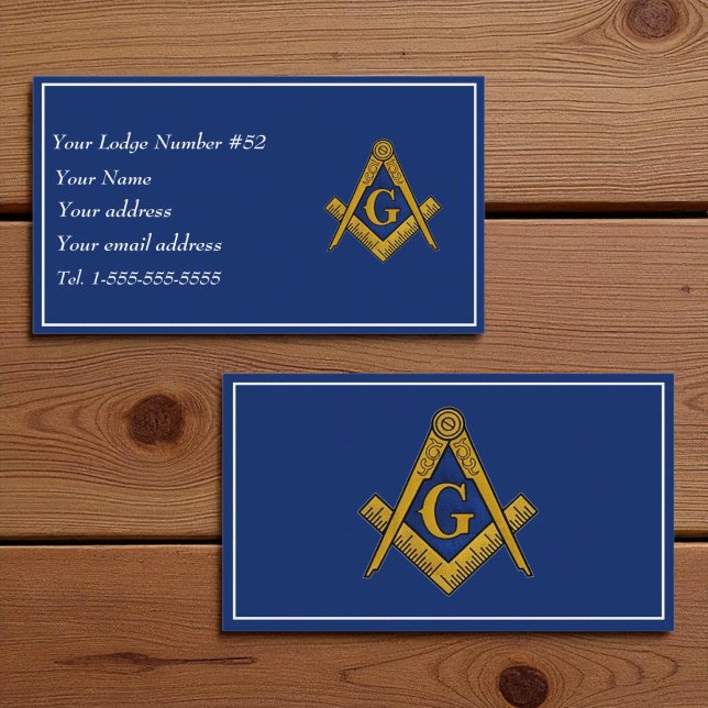 Cartão De Visita Freemason Freemasonry Símbolo Masonic Blue (Criador carregado)