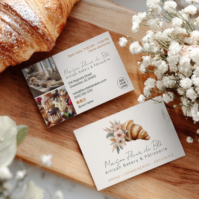 Cartão De Visita French Artisan Cafe Bakery Patisserie Photo (French Artisan Cafe Bakery Patisserie Photo Business Card)
