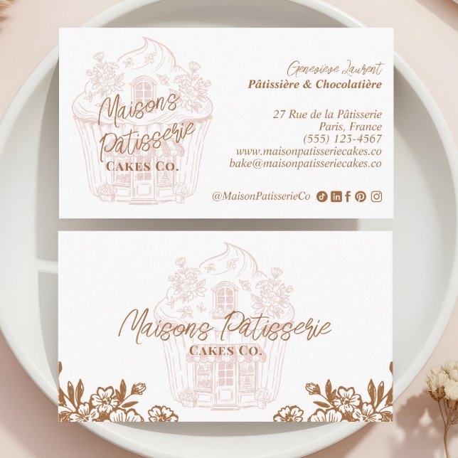 Cartão De Visita French Bakery Hand Drawn Cupcake Pastry Cake Photo (French Bakery Hand Drawn Cupcake Pastry Cake Photo Business Card)
