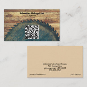 Cartão De Visita Frente do Código QR da Carpintaria de Vistos Circu