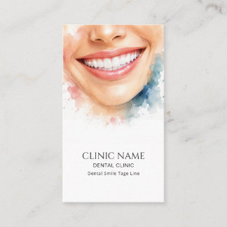 Cartão De Visita Fresh Premium Watercolor Smile with Bright Teeth