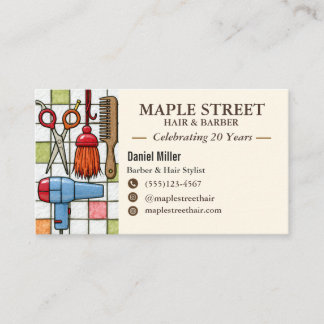 Cartão De Visita Friendly Barber and Hair Stylist Business Card