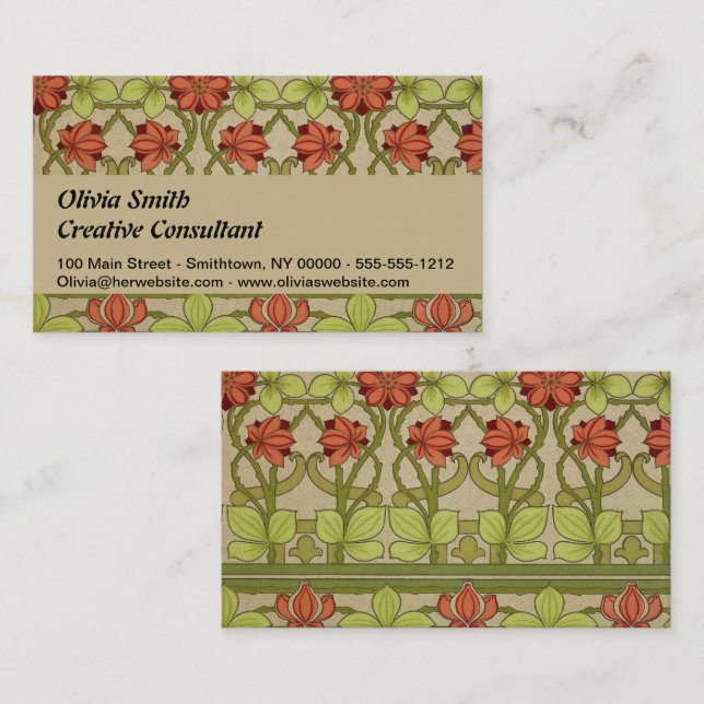 Cartão De Visita Frieze Border Art Nouveau Floral (Frente/Verso)
