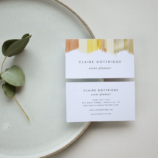 Cartão De Visita Fringe Moderna Dourada (Golden yellow Modern Fringe business card.)