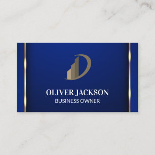Cartão De Visita Fronteira Dourada  Ícone Azul  Logotipo corporati