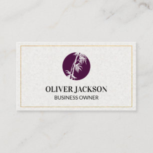 Cartão De Visita Fronteira Dourada  Ícone Bamboo  Textura em papel