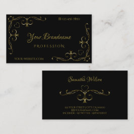 Cartão De Visita Fronteiras Douradas do Canto do Ornamentado Negro