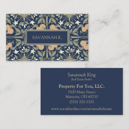 Cartão De Visita Fruit and Flowers Midnight Blue 