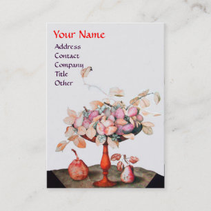 CARTÃO DE VISITA FRUTA DA SEASON, FLORES, DEIXAS DE PÉRA MONOGRAMA