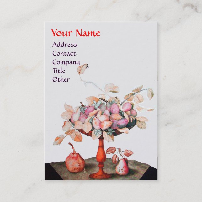 CARTÃO DE VISITA FRUTA DA SEASON, FLORES, DEIXAS DE PERAS MONOGRAMA (Frente)