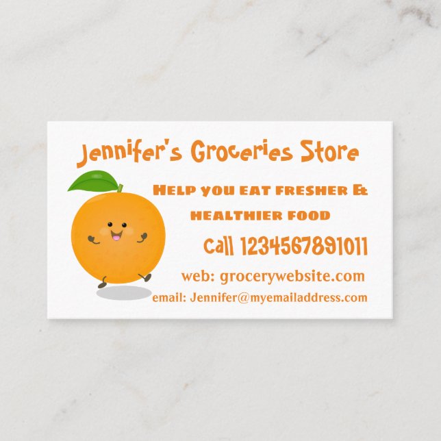 Cartão De Visita Fruta de citrinos de laranja-dança (Frente)