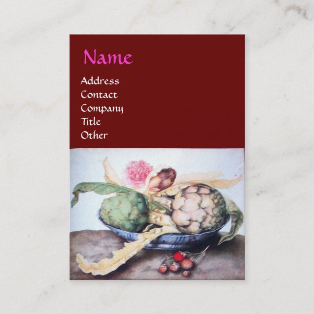 CARTÃO DE VISITA FRUTAS DA SEASON 4- ARTICHOKES, ROSA E STRAWBERRIE (Frente)