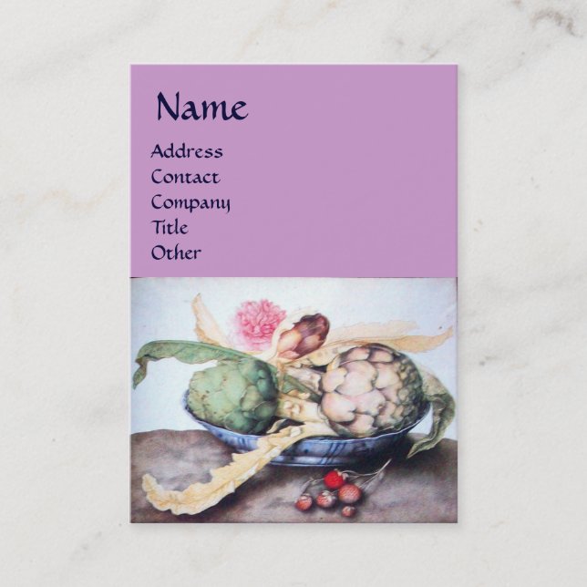 CARTÃO DE VISITA FRUTAS DA SEASON 4- ARTICHOKES, ROSA E STRAWBERRIE (Frente)