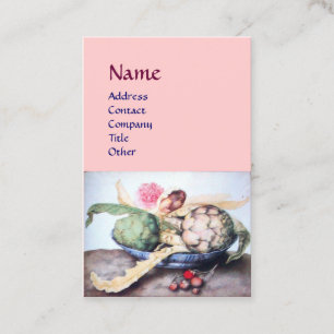 CARTÃO DE VISITA FRUTAS DA SEASON, ARTICHOKES, PINK ROSE, STRAWBERR