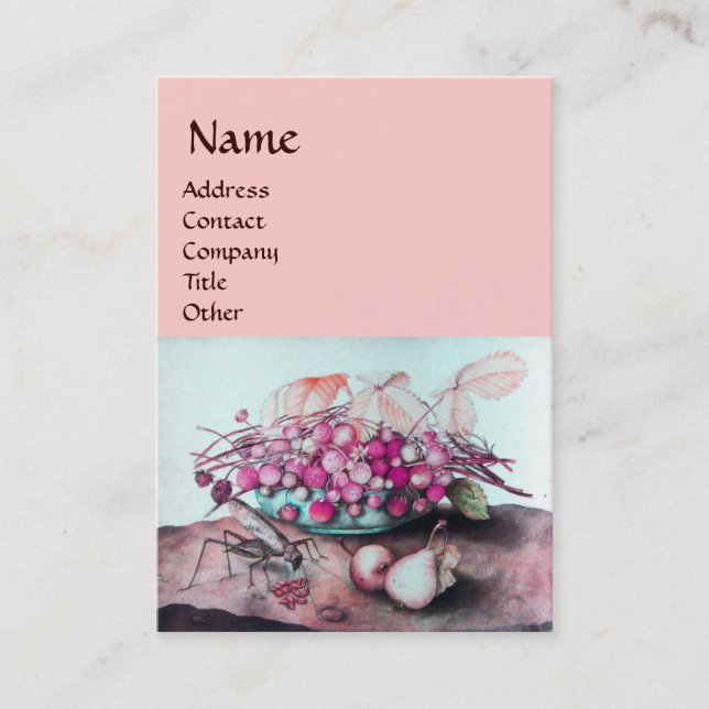 Cartão De Visita FRUTAS DA SEASON/ESTRAWBERRIES, PERAS Azul cor-de- (Frente)